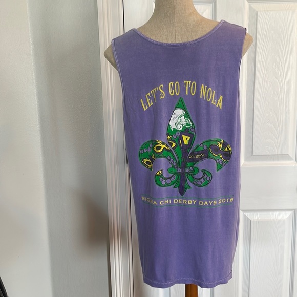 Alpha Phi Sigma Chi let’s go to NOLA Tank top purple Mardi Gras M medium - Picture 2 of 8